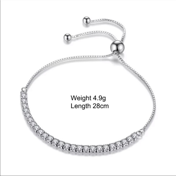 𝅺NEW 925 Sterling Silver Diamond Tennis Bracelet Adjustable - Picture 5 of 8